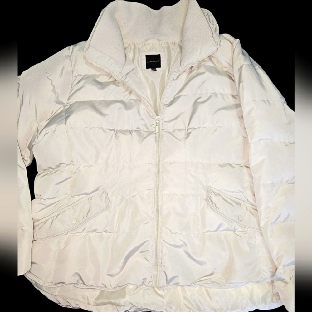 Lane Bryant Essentials Prinaloft Puffer Coat 26/28 Cream
